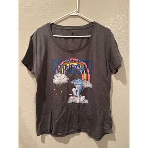 NWOT Disney Parks Eeyore When it Rains, Look for Rainbows Scoop Neck Tee XL